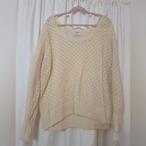Old Navy Wool Blend Cream Textured Knit Sweater